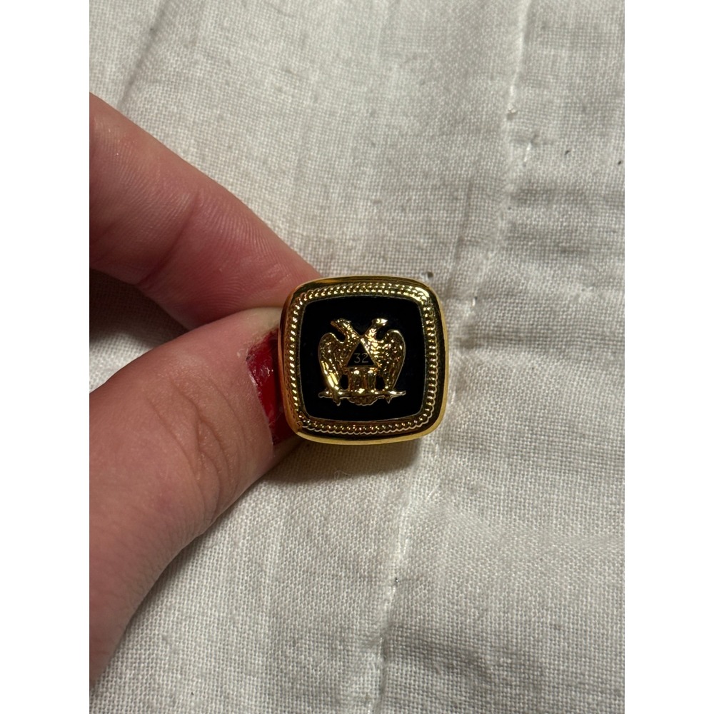 Scottish Rite 32nd Degree Masonic Double Headed Eagle Gold Tone Cufflink Mens